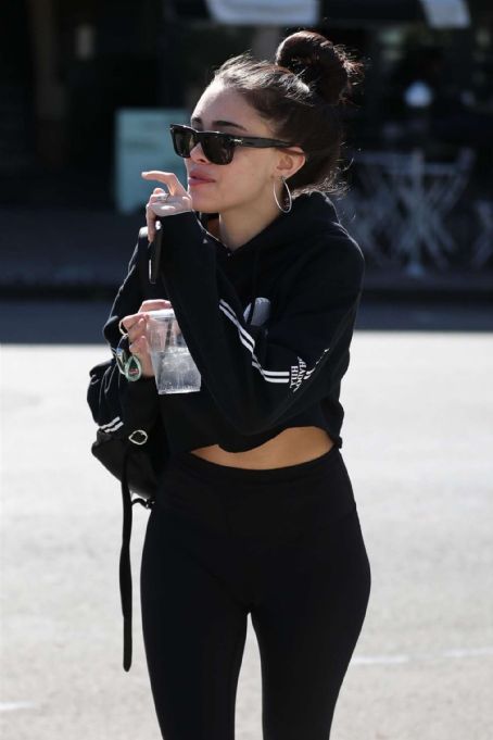 Madison Beer in Tights with Zack Bia at Alfred’s in West Hollywood