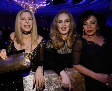 Barbra Streisand, Adele, winner of the Best Original Song award for 'Skyfall,' and Shirley Bassey attend the Oscars Governors Ball