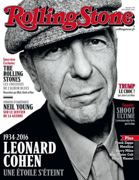 Leonard Cohen, Rolling Stone Magazine December 2016 Cover Photo - France