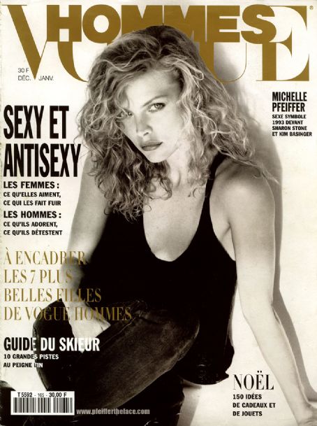 Michelle Pfeiffer, Vogue Hommes Magazine December 1993 Cover Photo - France