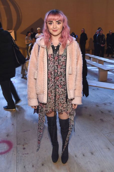Maisie Williams attends Coach 1941 fashion show at the NYSE on February 2019 during New York Fashion Week on February 12, 2019 in New York City