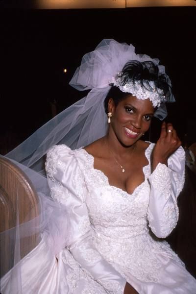 Actress Anna Maria Horsford wearing wedding dress for her role on