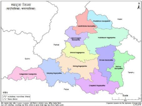 Map Of Syangja District Nepal Populated Places In Syangja District - Famousfix.com List