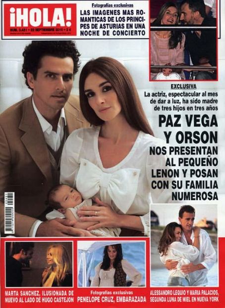 Paz Vega, Orson Salazar, Paz Vega and Orson Salazar, Hola! Magazine 22 September 2010 Cover Photo