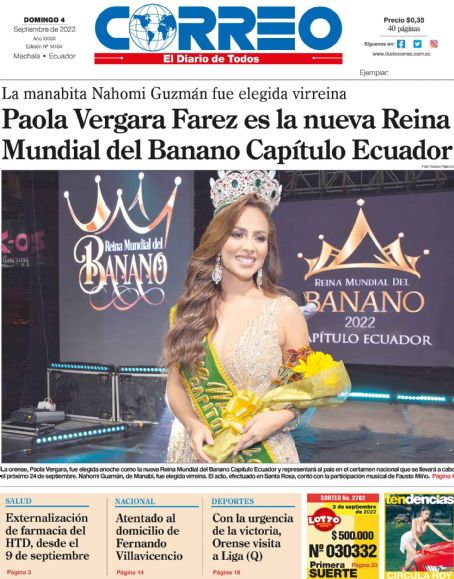 Paola Vergara - Correo Magazine Cover [Ecuador] (4 September 2022)