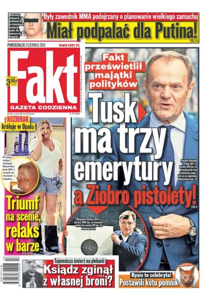 Donald Tusk, Beata Kozidrak, Fakt Magazine 03 June 2024 Cover Photo ...