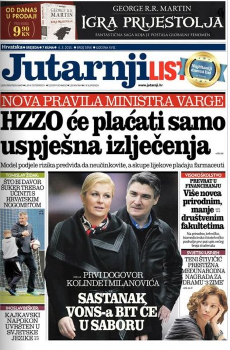 Kolinda Grabar Kitarovic, Jutarnji List Magazine 04 March 2015 Cover ...