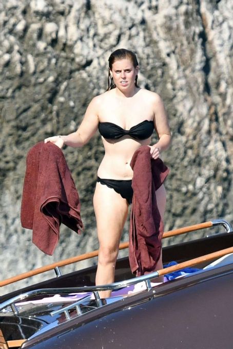 Princess Beatrice in Black Bikini on the boat in Capri FamousFix