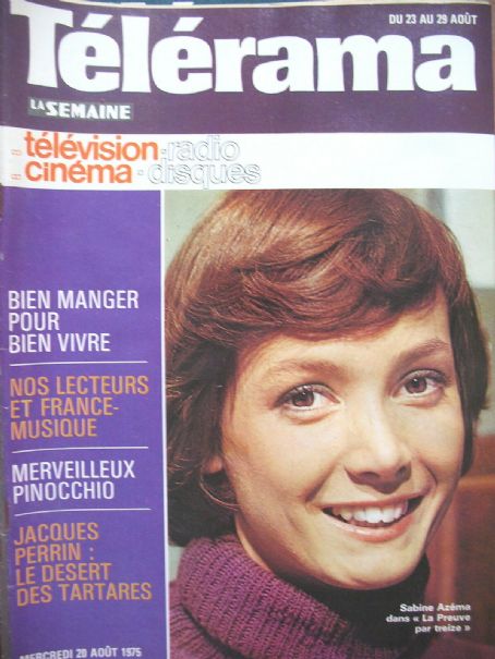 Sabine Azéma, Télérama Magazine 20 August 1975 Cover Photo - France