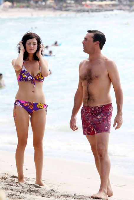 Jon Hamm and Jessica Par on the beach Mad Men stills FamousFix