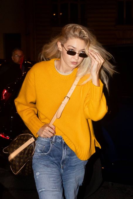 Gigi Hadid – Seen while leaving her hotel in Paris