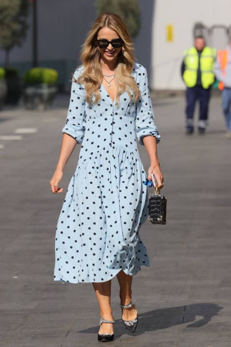 Vogue Williams – In a light blue polka dot dress - FamousFix