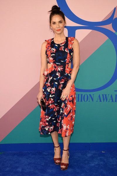 Olivia Munn in Tanya Taylor Dress : 2017 CFDA Fashion Awards