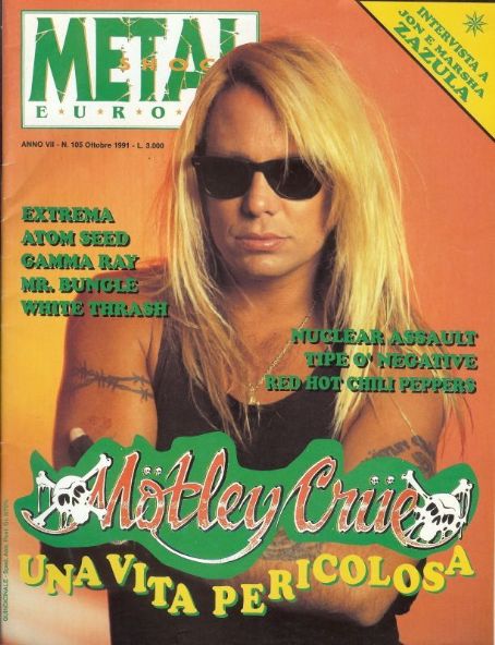 Vince Neil, Shock Metal Magazine October 1991 Cover Photo - Italy