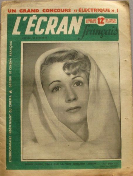 Renée Faure, L'Ecran Francais Magazine 22 June 1948 Cover Photo - France