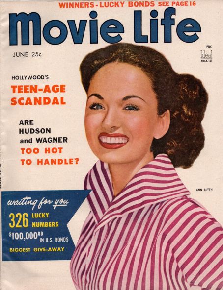 Ann Blyth, Movie Life Magazine June 1954 Cover Photo - United States