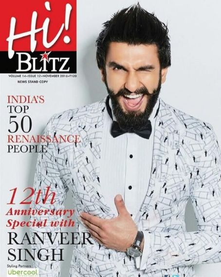 Ranveer Singh - Hi! BLITZ Magazine Cover [India] (November 2016)