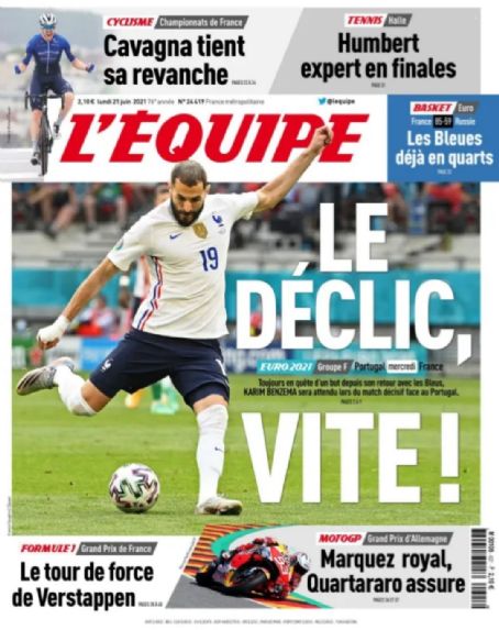 Karim Benzema, L'equipe Magazine 21 June 2021 Cover Photo - France