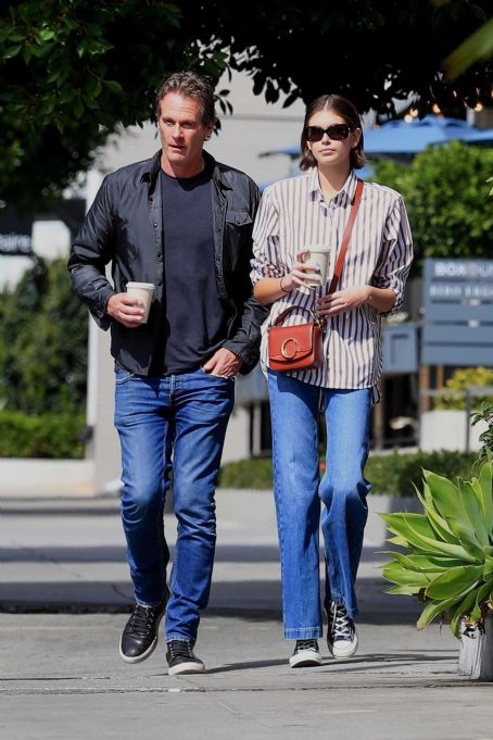 Kaia Gerber and father Rande at Blue Bottle Coffee in West Hollywood ...