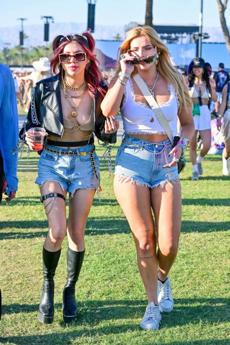 Bella Thorne – In denim shorts seen at Coachella 2022