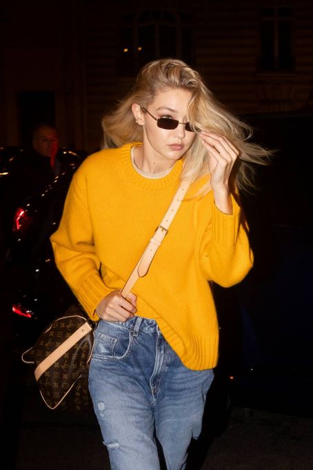 Gigi Hadid – Seen while leaving her hotel in Paris