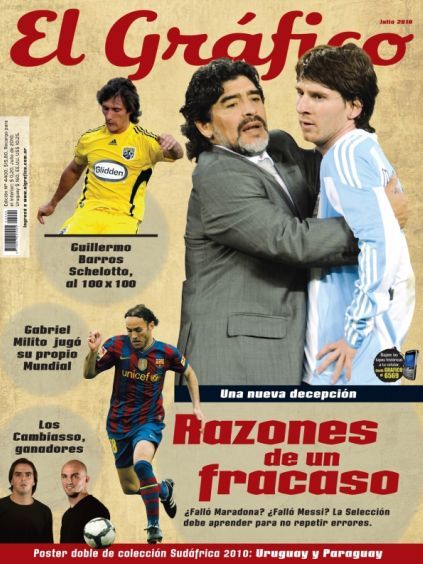 Lionel Messi, Diego Armando Maradona - El Grafico Magazine Cover [Argentina] (July 2010)