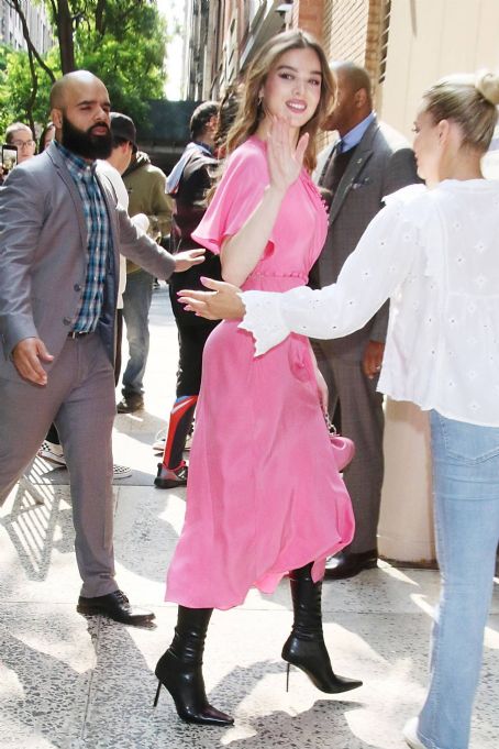 Hailee Steinfeld – In pink dress at Live with Kelly and Mark in New York