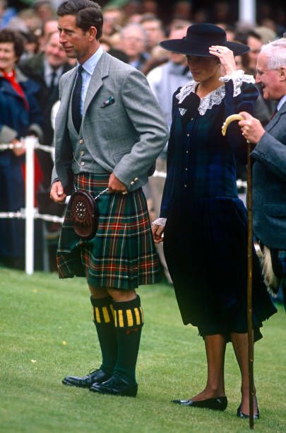 Prince Charles and Princess Diana at the Braemar Highland Games in Scotland - September 1988