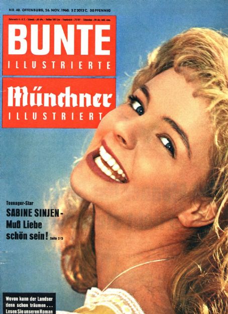 Sabine Sinjen, Bunte Magazine 26 November 1960 Cover Photo - Germany