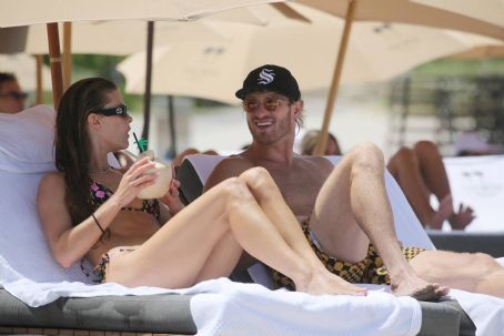 Nina Agdal – Seen in a floral bikini with fiancé Logan Paul in Miami