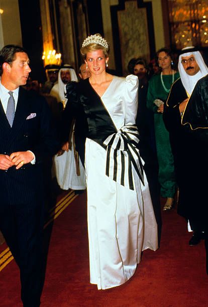 Princess Diana arrives at a dinner given by the Crown Prince in Saudi ...