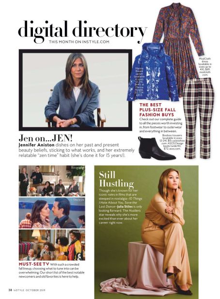 Jennifer Aniston – InStyle Magazine (October 2019) adds