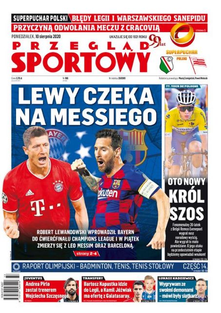 Lionel Messi, Robert Lewandowski, Przegląd Sportowy Magazine 10 August ...