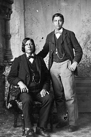 Luther Standing Bear With His Father, George Standing Bear, At Carlisle 