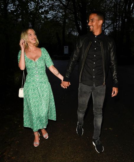 Helen Flanagan – with her fiancé footballer Scott Sinclair Night out in Cheshire